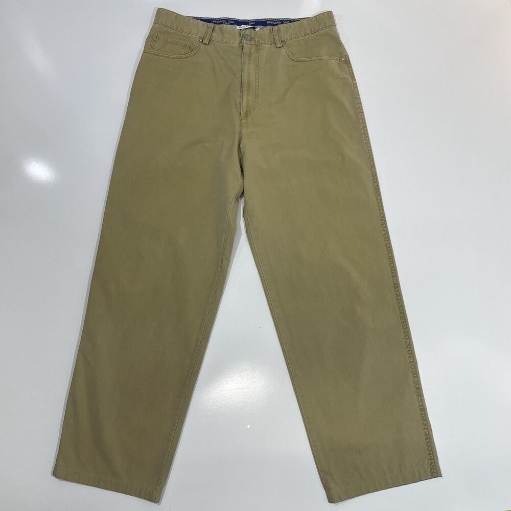 Bernard Zins France Cotton Khaki Business Pants Men’s 32x29 Flat Front Tan EUC